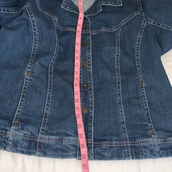 AMX Womens Plus Size 1X Denim Jacket Classic Button-Down Style - Picture 11 of 13